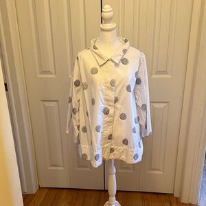 Polka Dot Women's Blouse - White and Gray